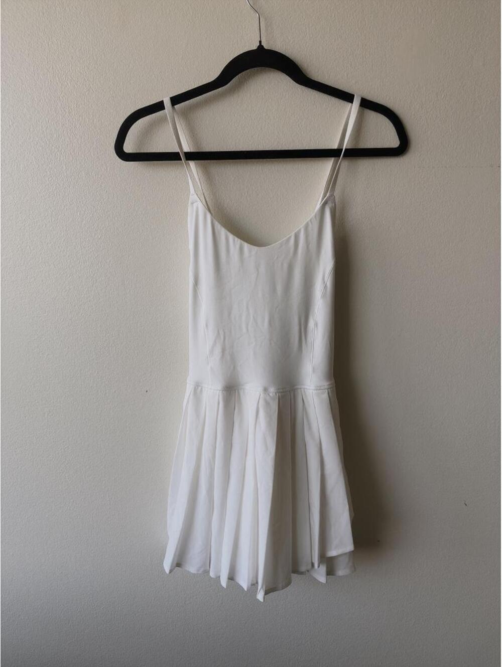 Offline Aerie White pleated mini dress with built in shorts